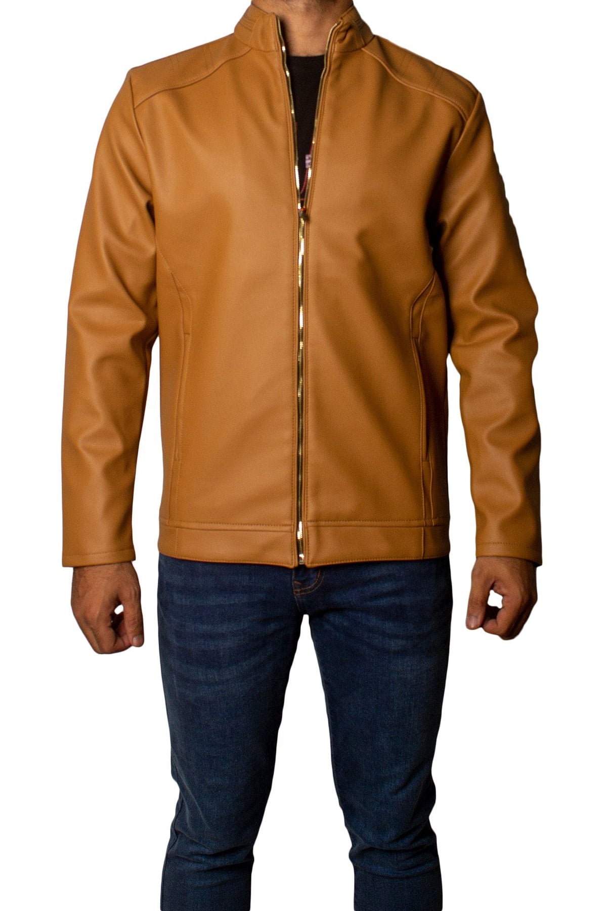 Men's Faux Leather Jacket Jk-0287 Brown