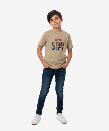 HR clothing Kids Super Son TShirt - Beige