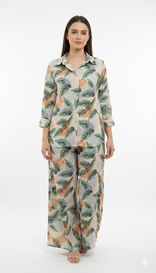 Women's Co-Ord Suit Green Floral