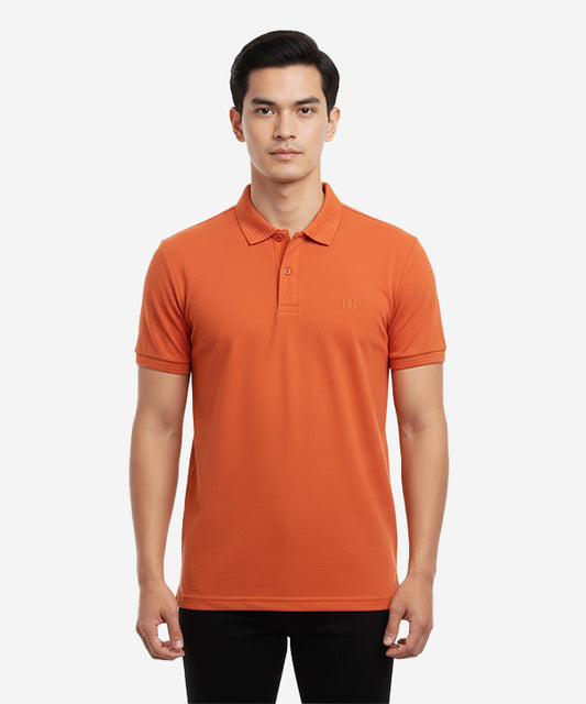 HR Clothing Men's T-Shirt Texture Collar Rust