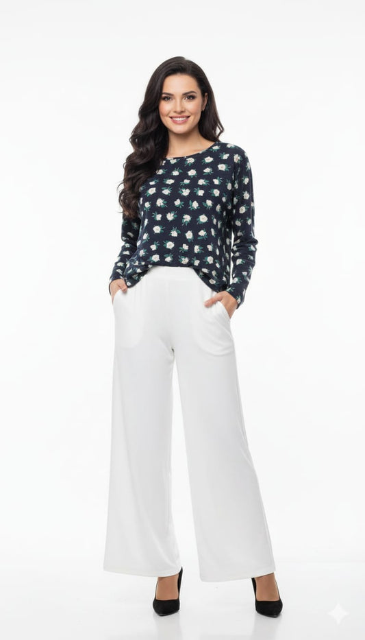Women's Top Printed Navy Floral