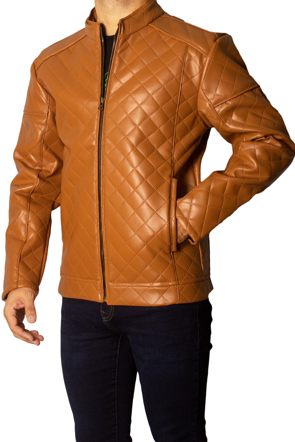Men's Faux Leather Jacket Jk-0337 Camel