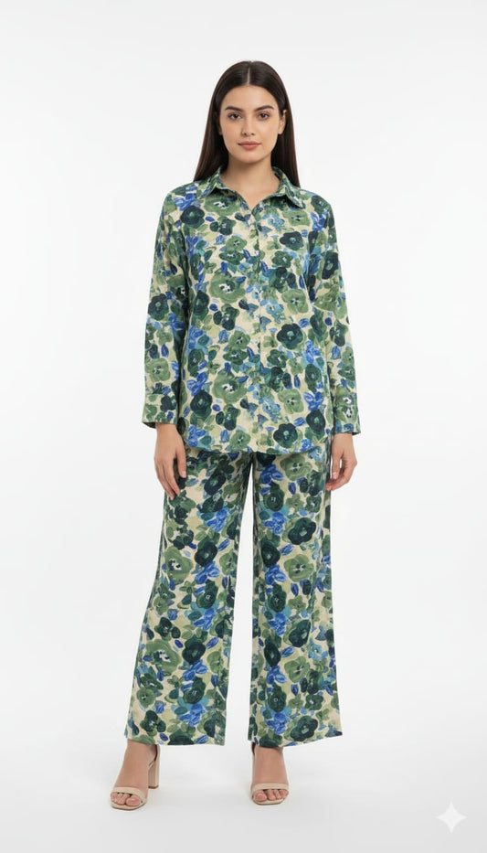 Women's Co-Ord Suit Green Floral