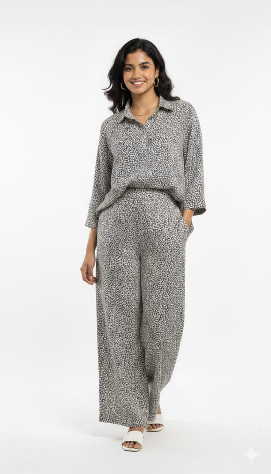 Women's Co-Ord Suit Printed Black
