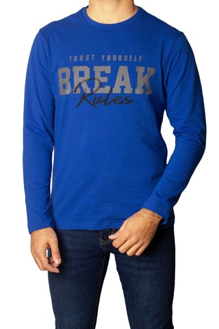 Break Rules Full Sleeves T-Shirt Tsh-6734 Blue