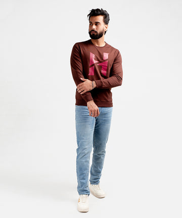 HR Clothing Men's Full Sleeves T-Shirt - Brown