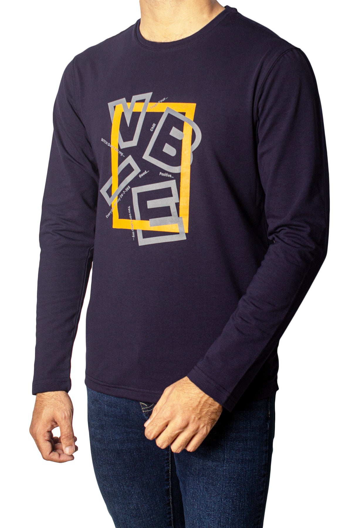 Vibe Printed Full Sleeves T-Shirt Tsh-6843 Navy