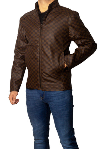 Men's Faux Leather Jacket Jk-0359 Brown