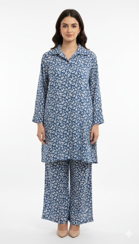Women's Co-Ord Suit Blue Floral