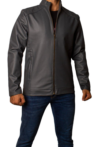 Men's Faux Leather Jacket Jk-0287 D-Grey