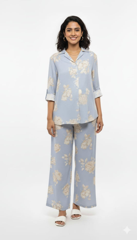 Women's Co-Ord Suit Blue Floral