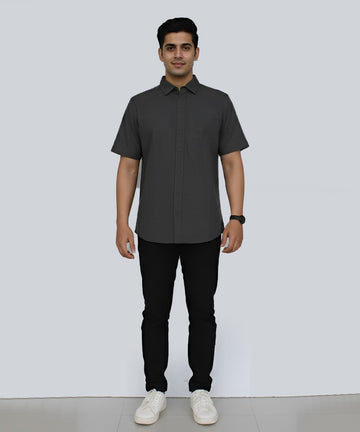 HR Clothing Men's Casual Half Shirt Grey