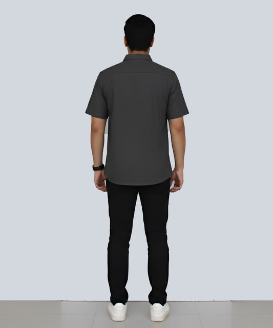 HR Clothing Men's Casual Half Shirt Grey