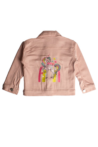 Kids Unicorn Back Printed Denim Jacket BJK-0050 L-Pink
