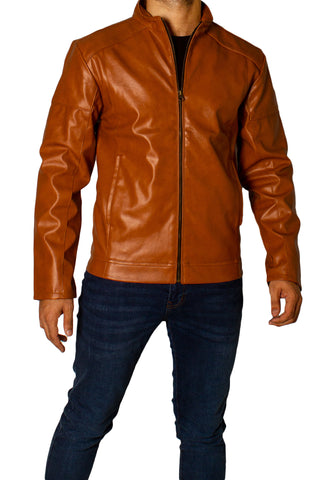 Men's Faux Leather Jacket Jk-0287 Mustard