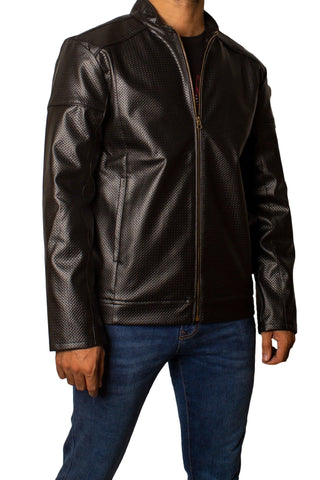 Men's Faux Leather Jacket Jk-0288 Texture Black