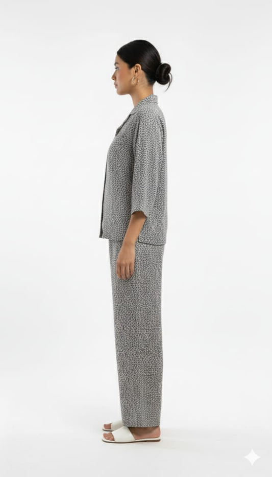 Women's Co-Ord Suit Printed Black