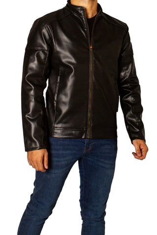 Men's Faux Leather Jacket Jk-0286 Dotted Black