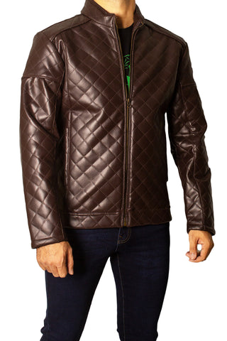 Men's Faux Leather Jacket Jk-0337 Coffee