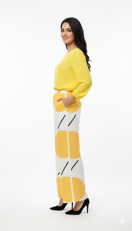 Women's Pant Printed Yellow