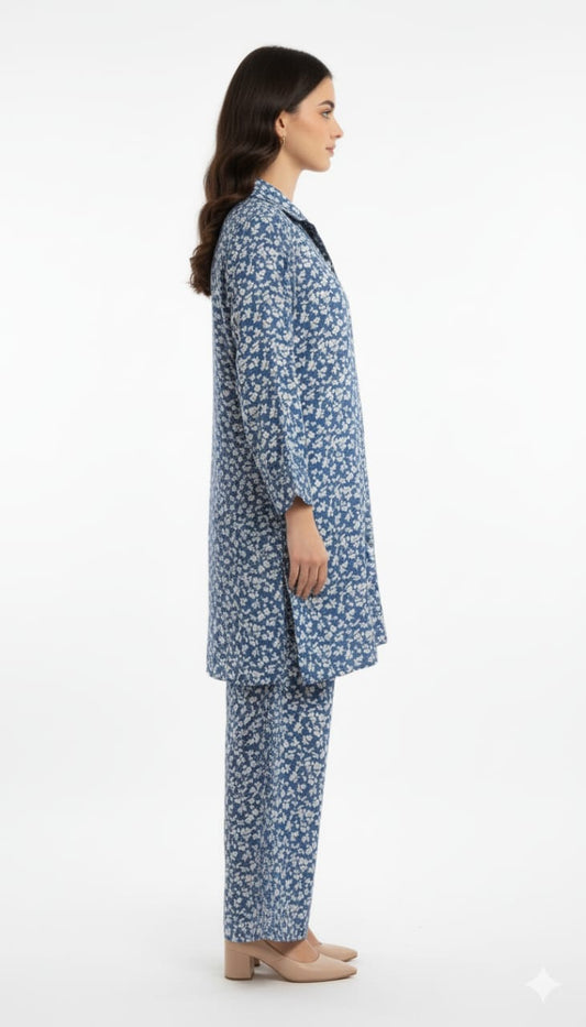 Women's Co-Ord Suit Blue Floral
