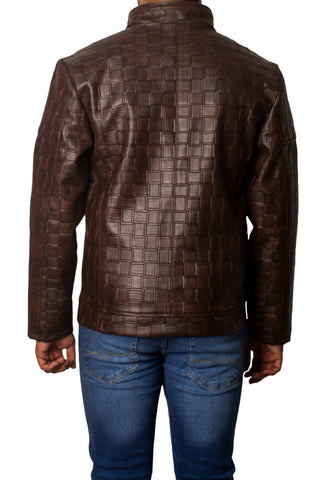 Men's Faux Leather Jacket Jk-0358 Coffee