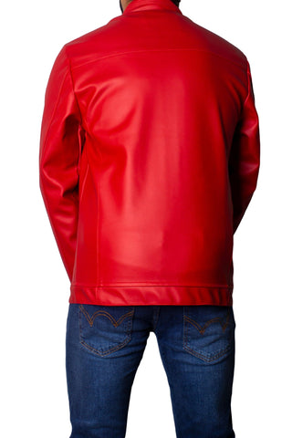 Men's Faux Leather Jacket Jk-0287 Red
