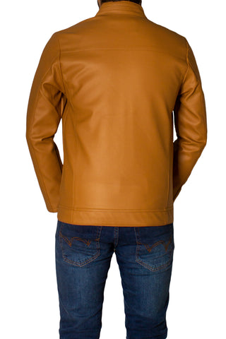 Men's Faux Leather Jacket Jk-0287 L-Brown