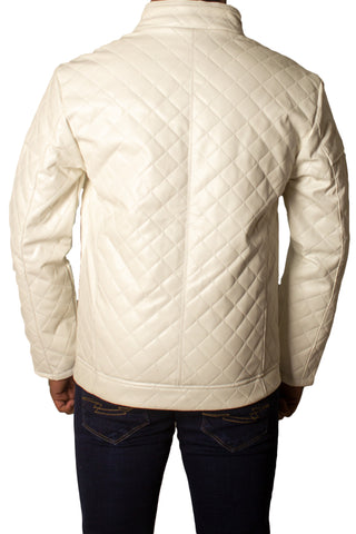 Men's Faux Leather Jacket Jk-0337 White