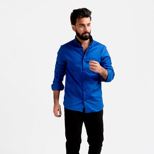 HR Clothing Men's Casual Textured Shirt - Blue