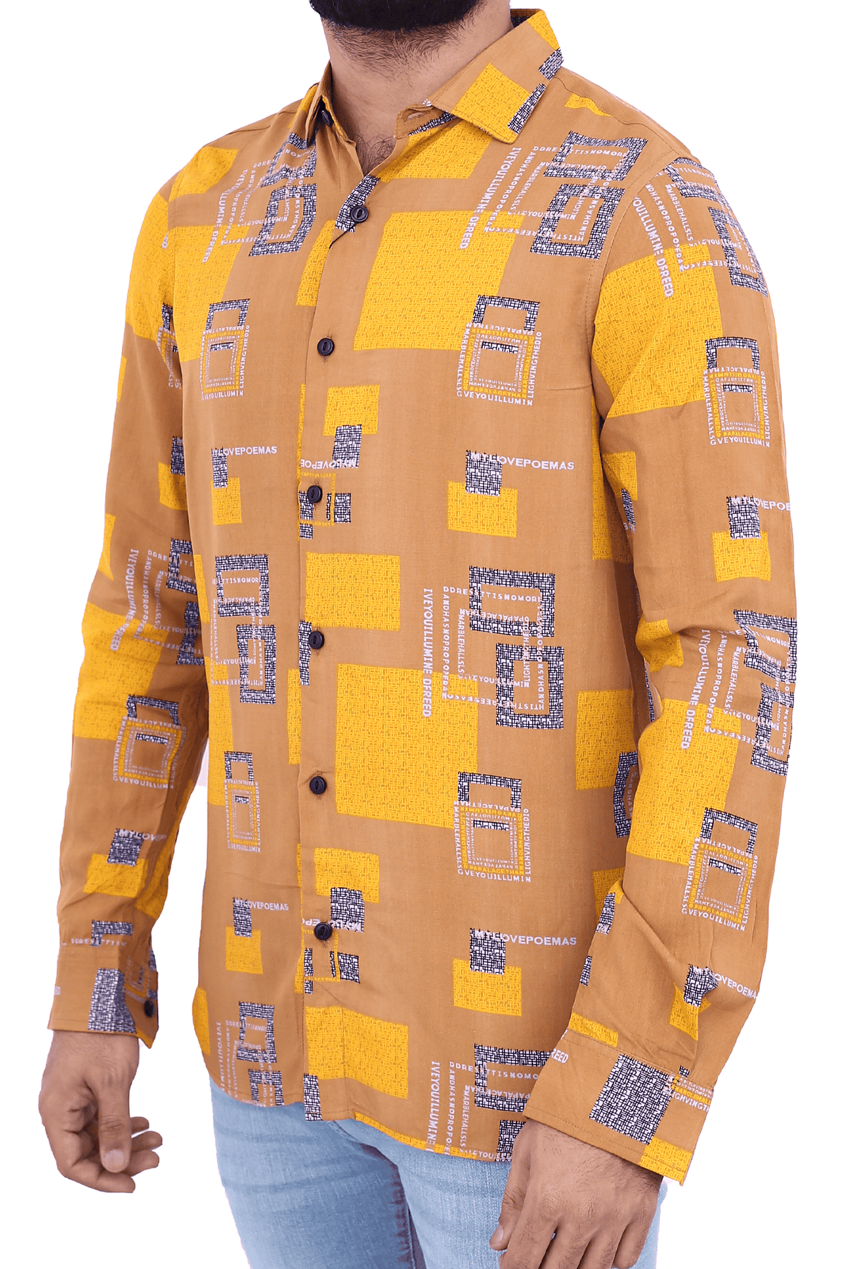 Men's Casual Shirt SHC-1741 Printed Yellow