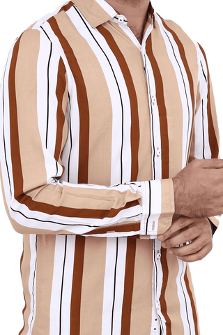 Men's Casual Shirt SHC-1741 Brown Stripe