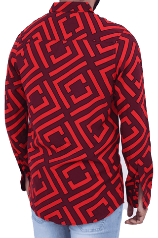 Men's Casual Shirt SHC-1741 Red Printed