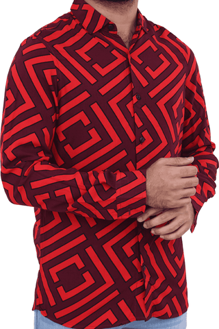 Men's Casual Shirt SHC-1741 Red Printed