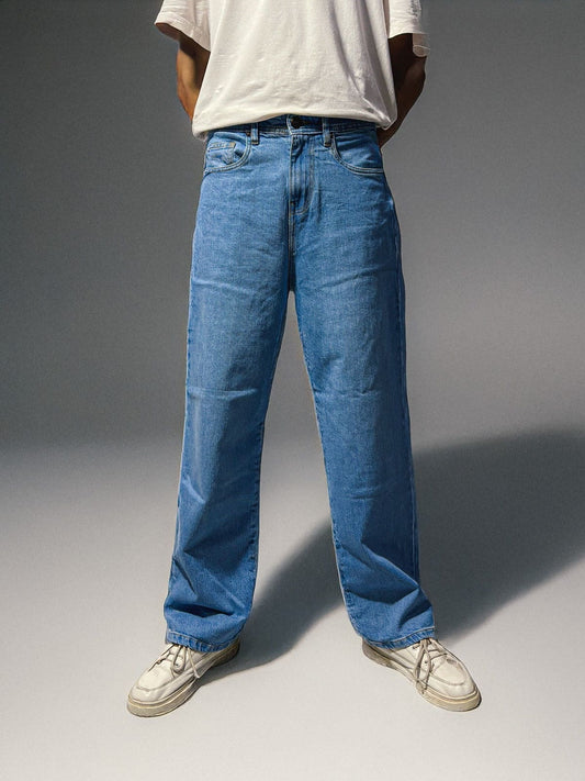 HR Clothing Men's Baggy Denim - Light Blue
