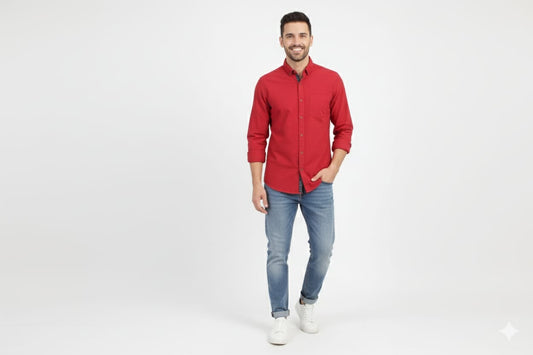 HR Clothing Men's Casual Shirt - Maroon