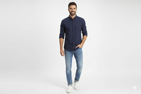 HR Clothing Men's Casual Shirt - Navy