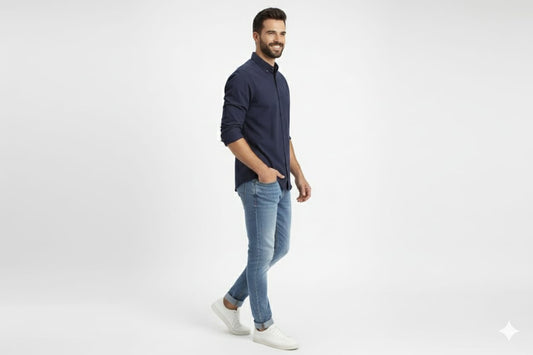 HR Clothing Men's Casual Shirt - Navy