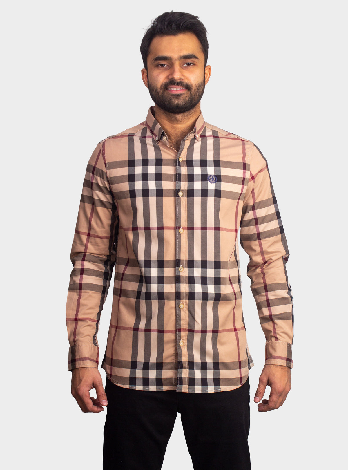 Checkered Casual Shirt - Shc-1442 D-Beige Chk