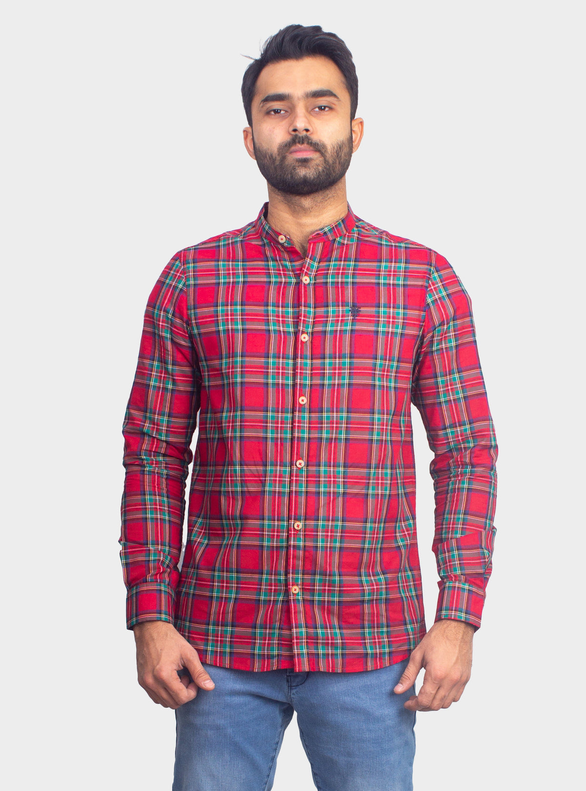 Checkered Casual Shirt - Shc-1443 G/Red Chk