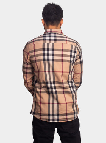 Checkered Casual Shirt - Shc-1442 D-Beige Chk