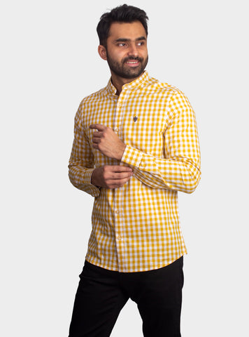 Checkered Casual Shirt - Shc-1443 Yellow Chk