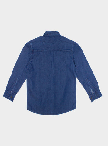 Double Pocket Denim Boy Shirt Bsh-0032 D-Blue A