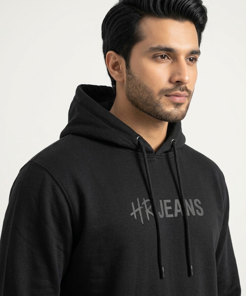 HR Clothing Men's Printed Hoodie - Black - Tsh-5990