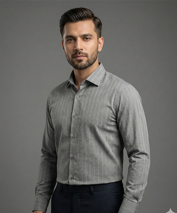 Men's Dress Shirt - Grey Stripe Dsh-0287