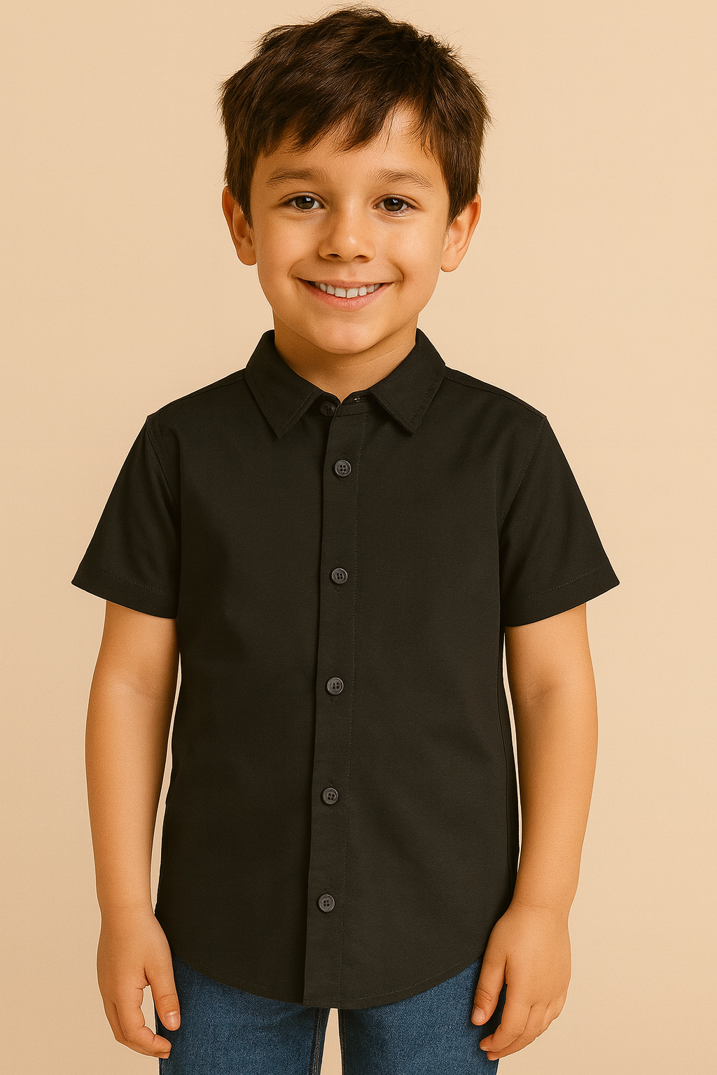 HR clothing Kids Half Sleeves Shirt - Black BSH-0110
