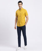 Men's Casual Yellow Half Sleves Shc-1846