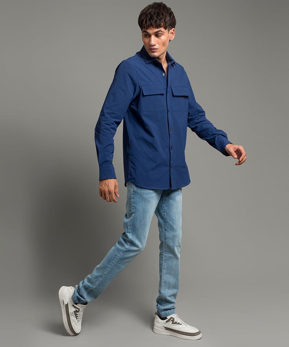 Men's Casual Textured Shirt - Blue Shc-1970