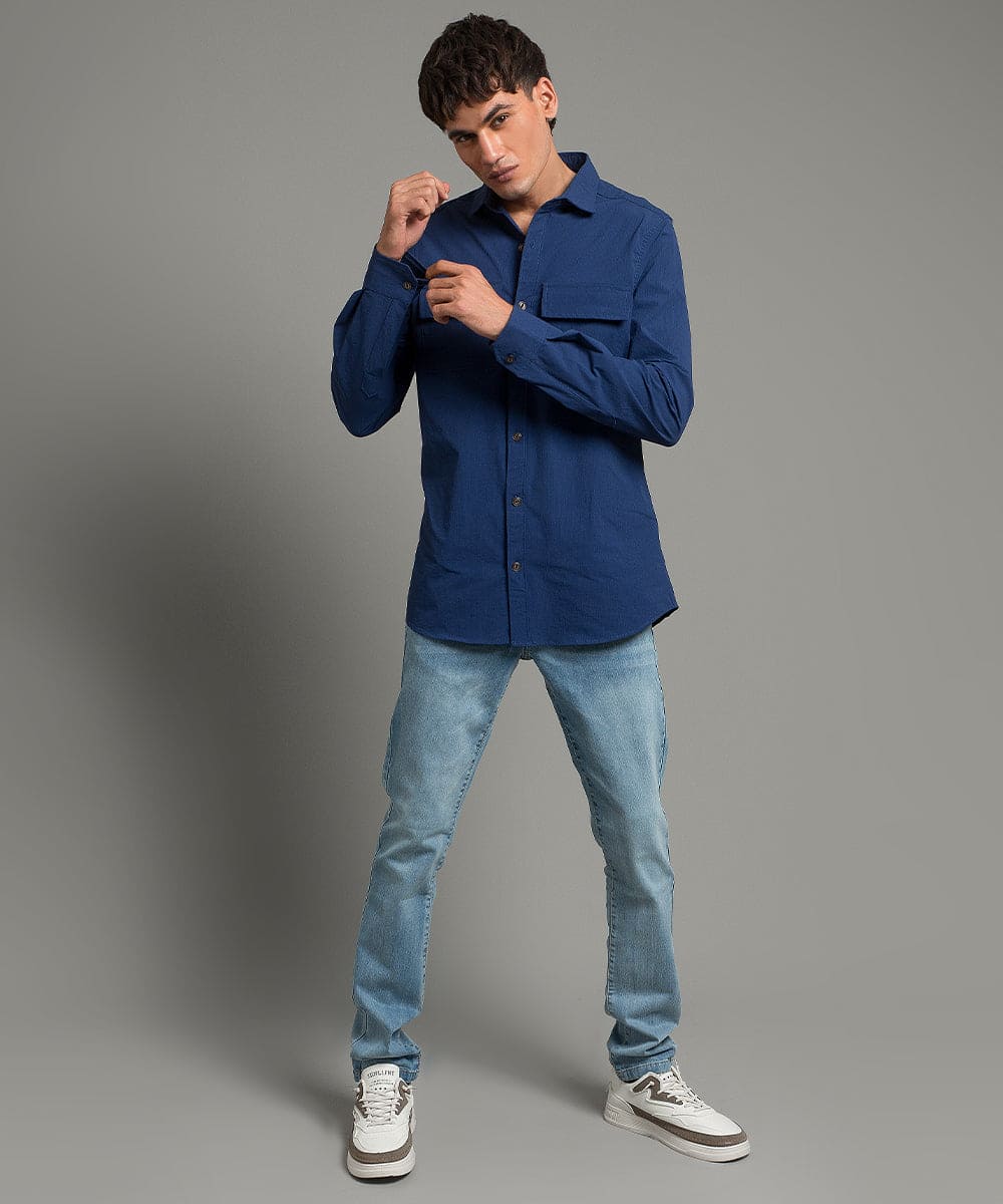 Men's Casual Textured Shirt - Blue Shc-1970