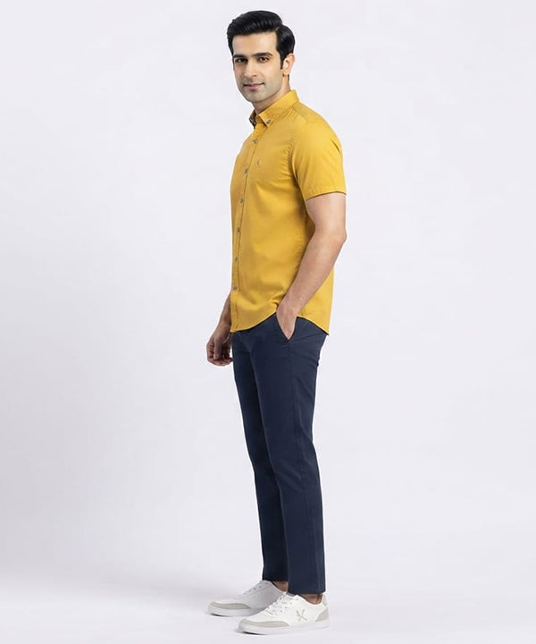 Men's Casual Yellow Half Sleves Shc-1846